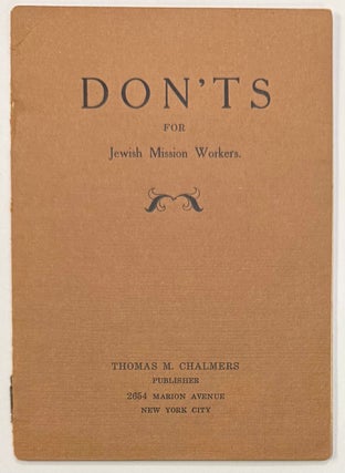 Cat.No: 349185 Don'ts for Jewish Mission Workers