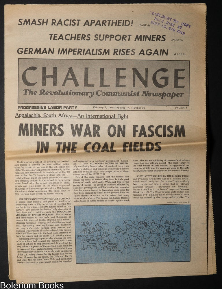 Cat.No: 349373 Challenge, the Revolutionary Communist Newspaper Vol. 14, No. 36 (February 2, 1973) // Desafio, el peri&oacute;dico revolucionario