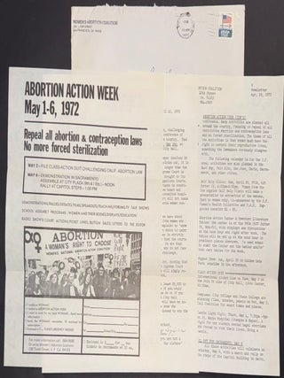 Three items from the Women's Abortion Coalition, with original envelope