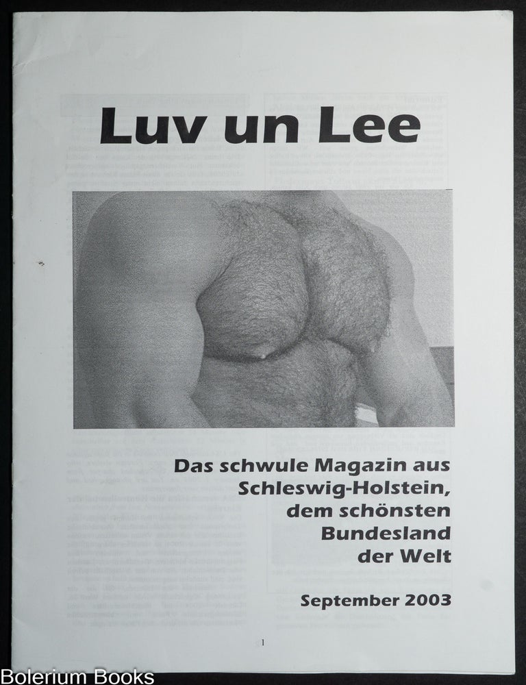 Cat.No: 349875 Luv un Lee: das schwule magazin aus Schleswig-Holstein dem schonsten bundesland der welt