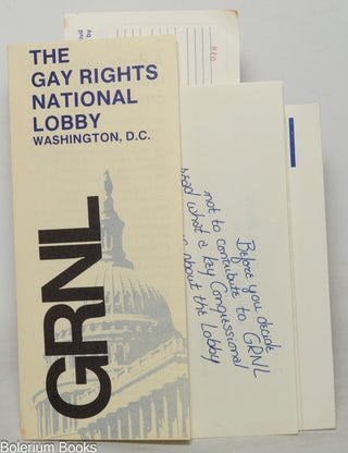 Cat.No: 349891 GRNL: Gay Rights National Lobby, Washington, D.C. [brochure