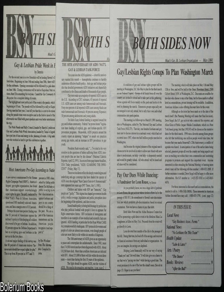 Cat.No: 349902 Both Sides Now: Maui's Gay/Lesbian/Bisexual Community Organization, May - July 1991 [3 issue run]