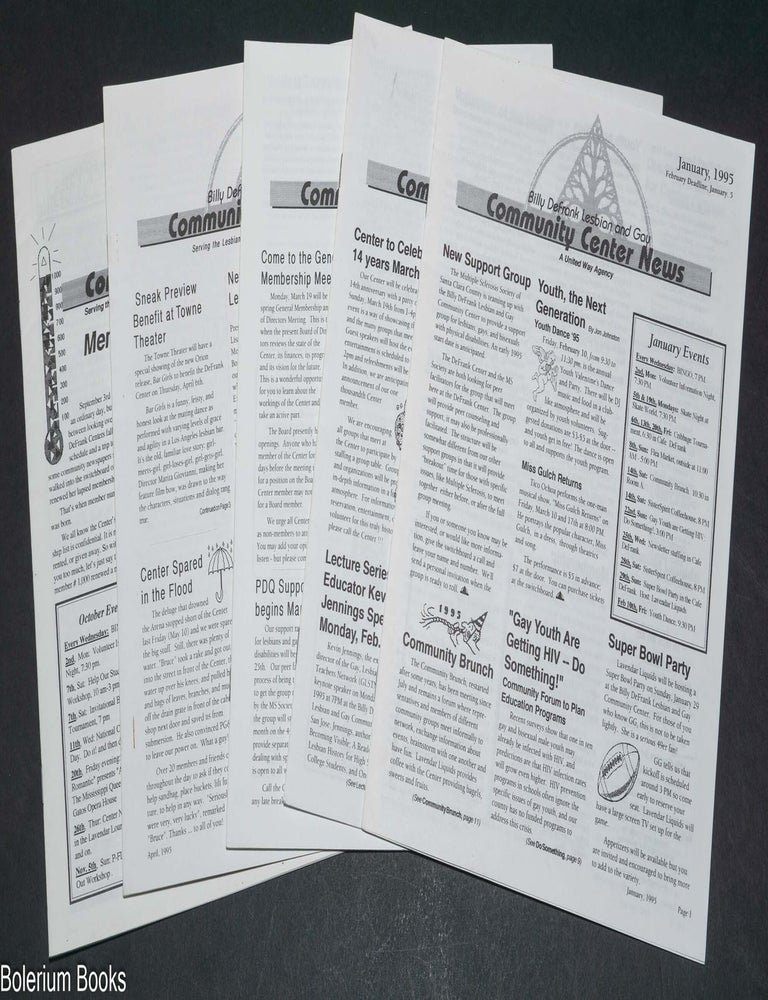 Cat.No: 349928 Set of Community Center News [aka DeFrank News, 5 issue broken run]. Billy DeFrank Lesbian, Gay Community Center.