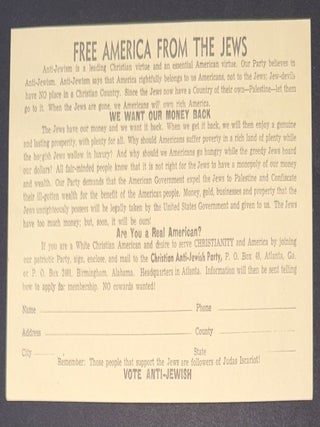 Cat.No: 350003 Free America from the Jews / Destroy Communism [card
