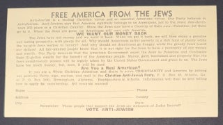 Cat.No: 350003 Free America from the Jews / Destroy Communism [card