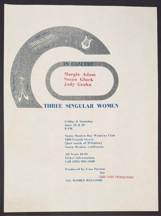 Cat.No: 350005 In Concert: Margaret Adam, Susan Gluck, Judy Grahn. Three Singular Women...