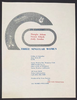 Cat.No: 350005 In Concert: Margaret Adam, Susan Gluck, Judy Grahn. Three Singular Women...