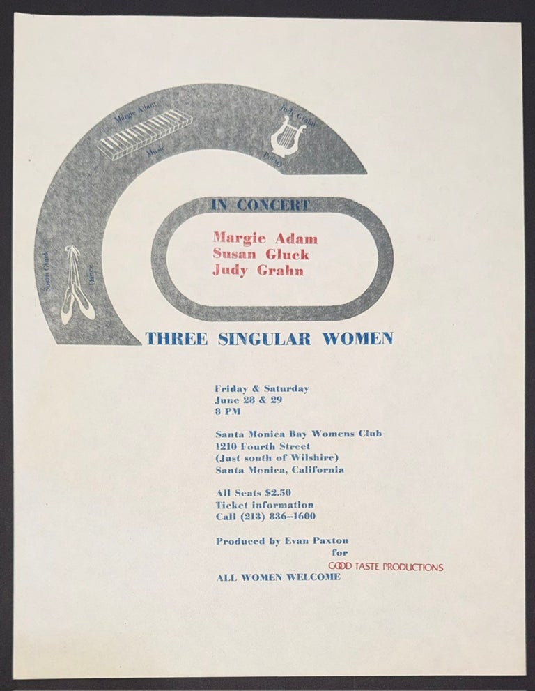 Cat.No: 350005 In Concert: Margaret Adam, Susan Gluck, Judy Grahn. Three Singular