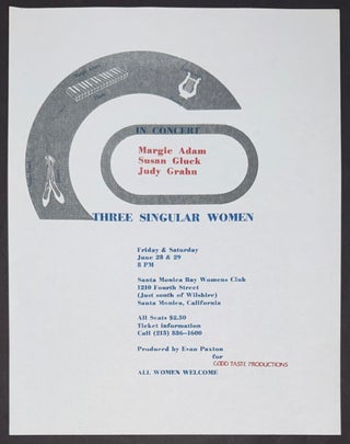 Cat.No: 350008 In Concert: Margaret Adam, Susan Gluck, Judy Grahn. Three Singular Women...