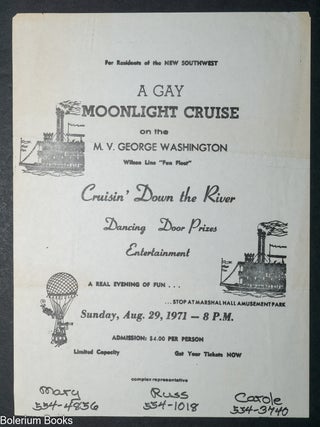Cat.No: 350082 A Gay Moonlight Cruise on the M. V. George Washington: Aug 29, 1971 [handbill