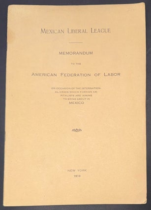 Cat.No: 350140 Memorandum to the American Federation of Labor, on occasion of the...