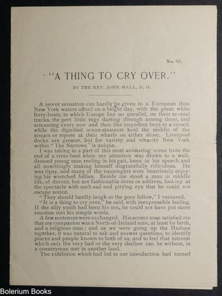 Cat.No: 350228 "A Thing to Cry Over". Rev. John Hall