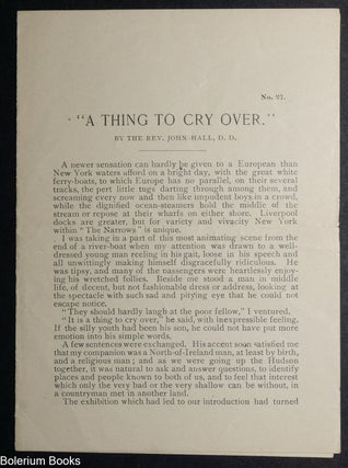 Cat.No: 350228 "A Thing to Cry Over". Rev. John Hall