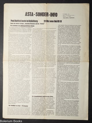 Cat.No: 350232 Asta-Sonder-Info / Paul Mattick heute in Heidelberg [broadside
