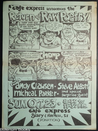 Cat.No: 350280 Cafe Express Announces the Return of Raw Poetry! Poets: Andy Clausen,...