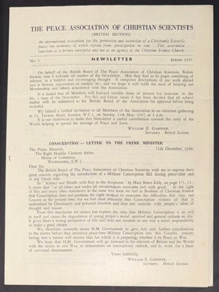 Cat.No: 350360 The Peace Association of Christian Scientists (British Section)....