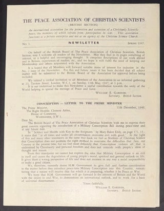 Cat.No: 350360 The Peace Association of Christian Scientists (British Section)....