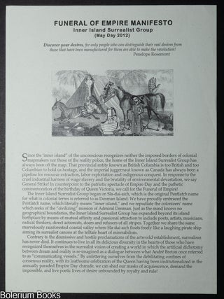 Cat.No: 350722 Funeral of Empire Manifesto / Inner Island Surrealist Group (May Day 2012)...