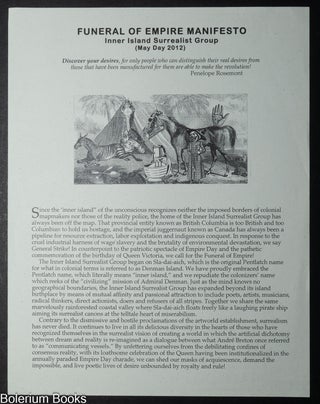 Cat.No: 350722 Funeral of Empire Manifesto / Inner Island Surrealist Group (May Day 2012)...