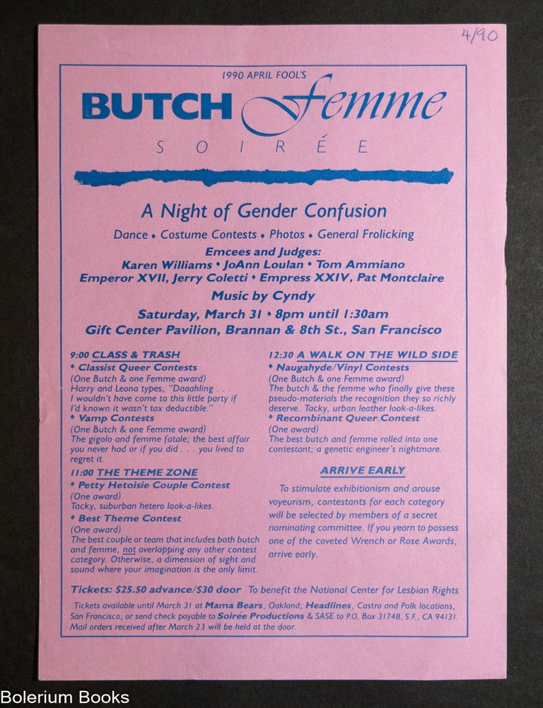 Cat.No: 350982 Butch Femme Soir&eacute;e [handbill]