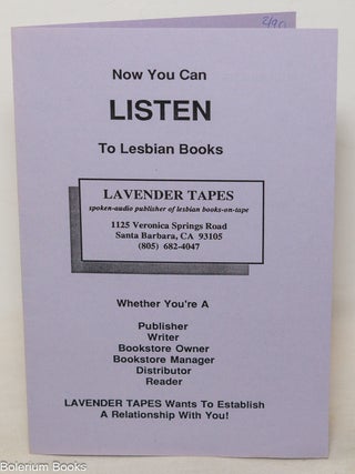 Cat.No: 350984 Now You Can Listen to Lesbian Books: Lavender Tapes [brochure