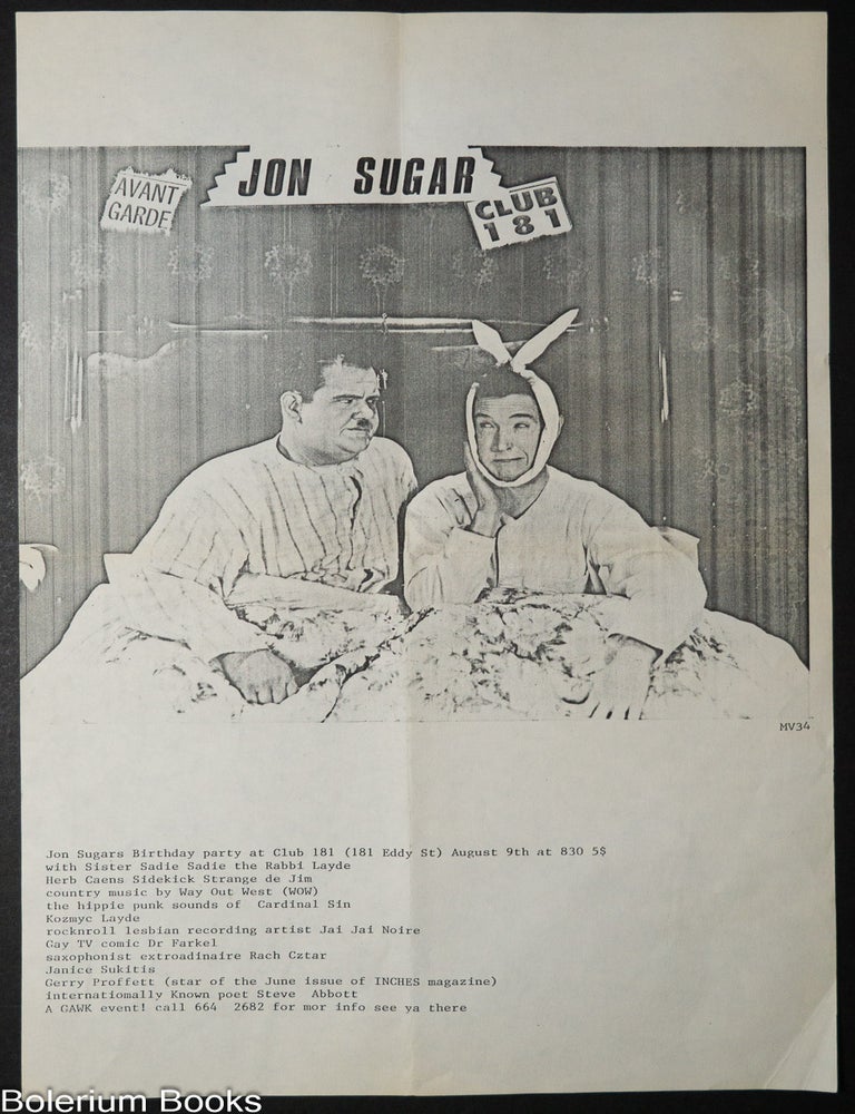 Cat.No: 351050 Jon Sugar Birthday Party at Club 181 [flyer]
