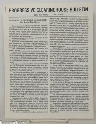 Cat.No: 351108 Progressive Clearinghouse Bulletin; No. 1 (1997). David Brodsky, Fred...