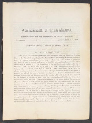 Cat.No: 351158 Commonwealth v. Joseph Mongovan, alias. Defendant's exceptions [court...