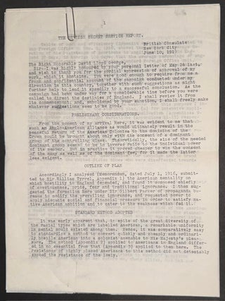 Cat.No: 351169 The British Secret Service Report. British consulate, New York City, June...