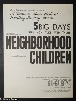 "Neighborhood Children&rdquo; at Club Rendezvous, 1967 [flyer