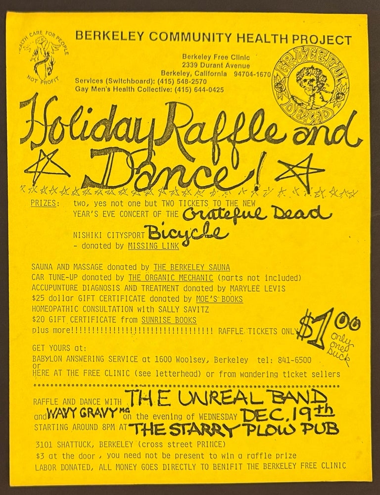 Cat.No: 351437 Berkeley Community Health Project... Holiday raffle and dance [handbill]