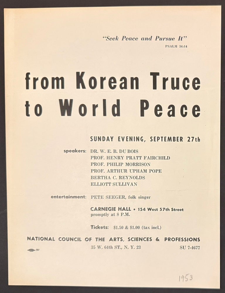 Cat.No: 351462 From Korean Truce to World Peace [handbill]