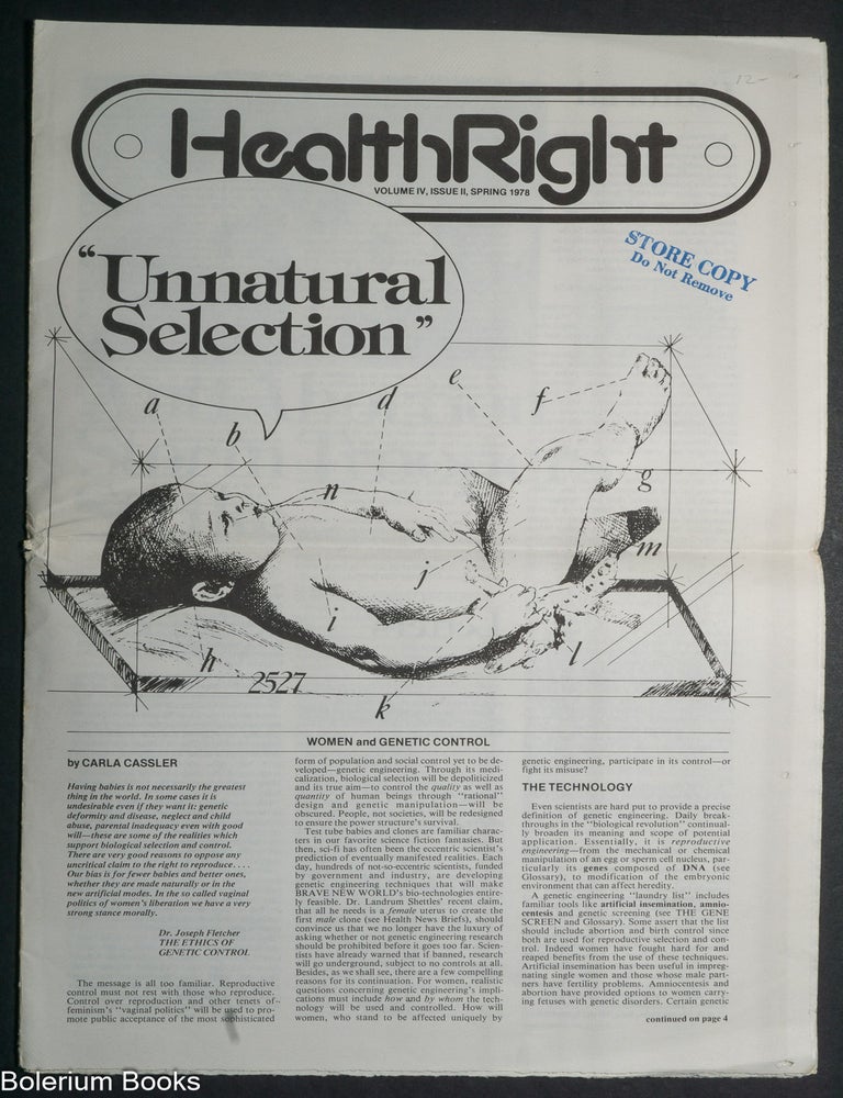 Cat.No: 351486 HealthRight, volume IV, issue II (Spring 1978). Carla Cassler, Andrea Boroff Eagan.