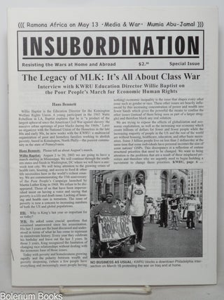 Cat.No: 351627 Insubordination, special issue. Resisting the Wars at Home and Abroad....