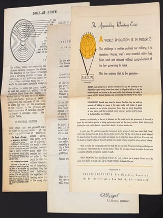 Cat.No: 351707 [Three brochures from the Valun Institute for Monetary Research]. E. C...