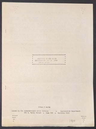 Cat.No: 351720 Analysis of the Alien Registration Law of 1940 (Smith Bill
