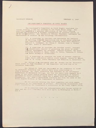 Cat.No: 351722 [Two press releases from the President's Committee on Civil Rights