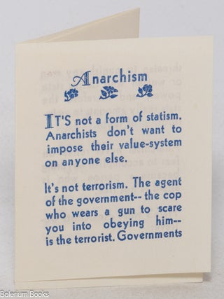Cat.No: 351728 Anarchism. Fred Woodworth