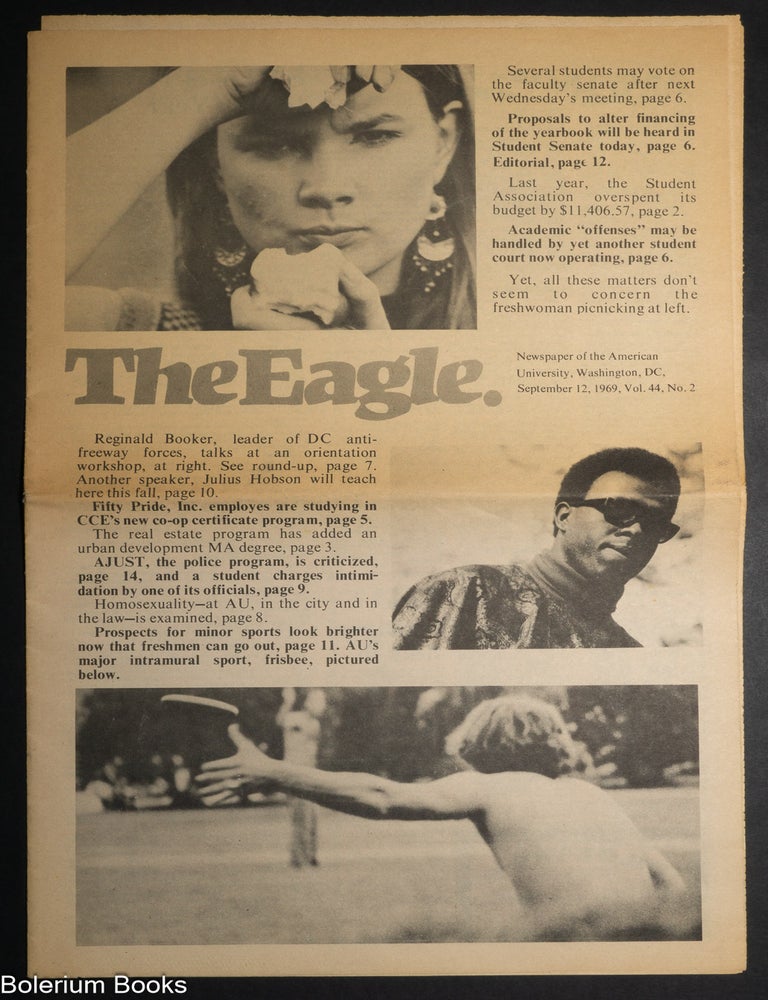 Cat.No: 351737 The Eagle: Newspaper of the American University, Washington, DC, September 12, 1969, Vol. 44, No. 2