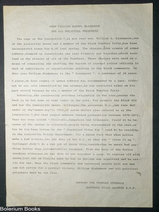 Cat.No: 351868 Free William Darryl Blakemore and All Political Prisoners [handbill