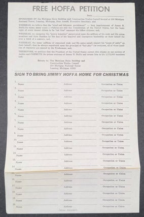 Cat.No: 351902 Free Hoffa Petition. Jimmy Hoffa