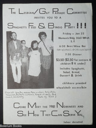 The Lesbian/Gay Parade Committee Invites You To A Spaghetti Feed