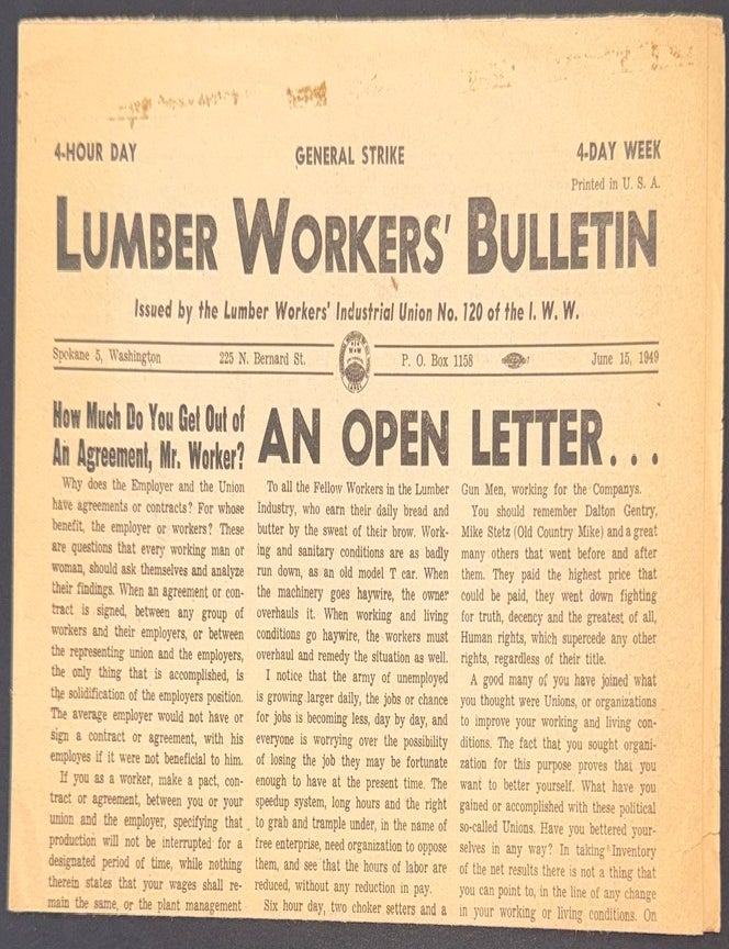 Cat.No: 351958 Lumber Workers' Bulletin. June 15, 1949