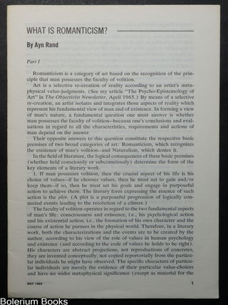 Cat.No: 352086 What is romanticism? (Parts I-III). Ayn Rand