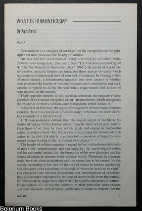 Cat.No: 352086 What is romanticism? (Parts I-III). Ayn Rand