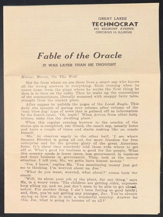 Cat.No: 352149 Fable of the Oracle: It was later than he thought
