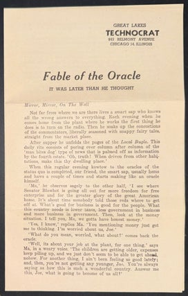 Cat.No: 352149 Fable of the Oracle: It was later than he thought