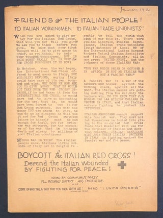 Friends of the Italian People! ... Boycott the Italian Red Cross! Defend the Italian wounded by...