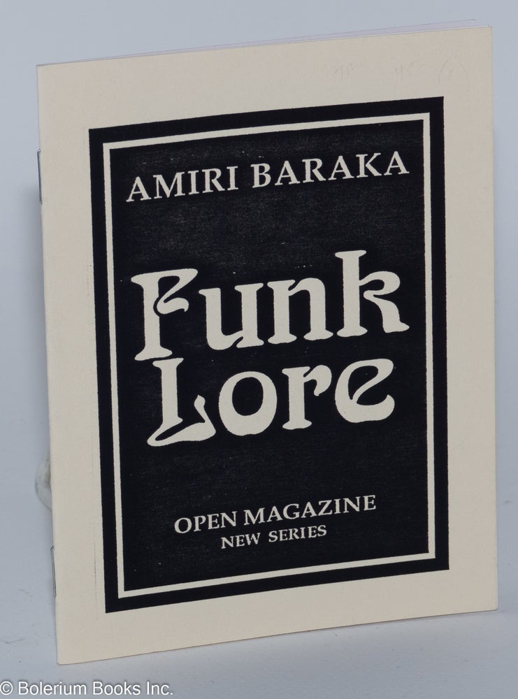 Cat.No: 39543 Funk lore; read in Reggie Workman's 'word & music' gig, with Andy Bemkey, Grachan Moncur III, David Murray, and Rashied Ali, a poem read at The Cooler, New York City, April 15 & 16, 1994. Amiri Baraka.