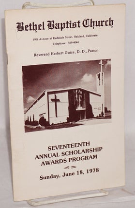 Cat.No: 41163 Bethel Baptist Church: seventeenth annual scholarship awards program,...